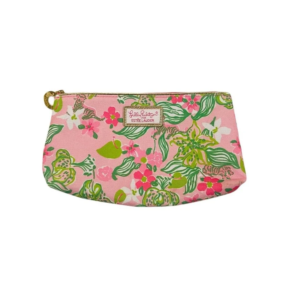 Lilly Pulitzer For Estée Lauder Tiger Floral Print Cosmetic Zipper Pouch